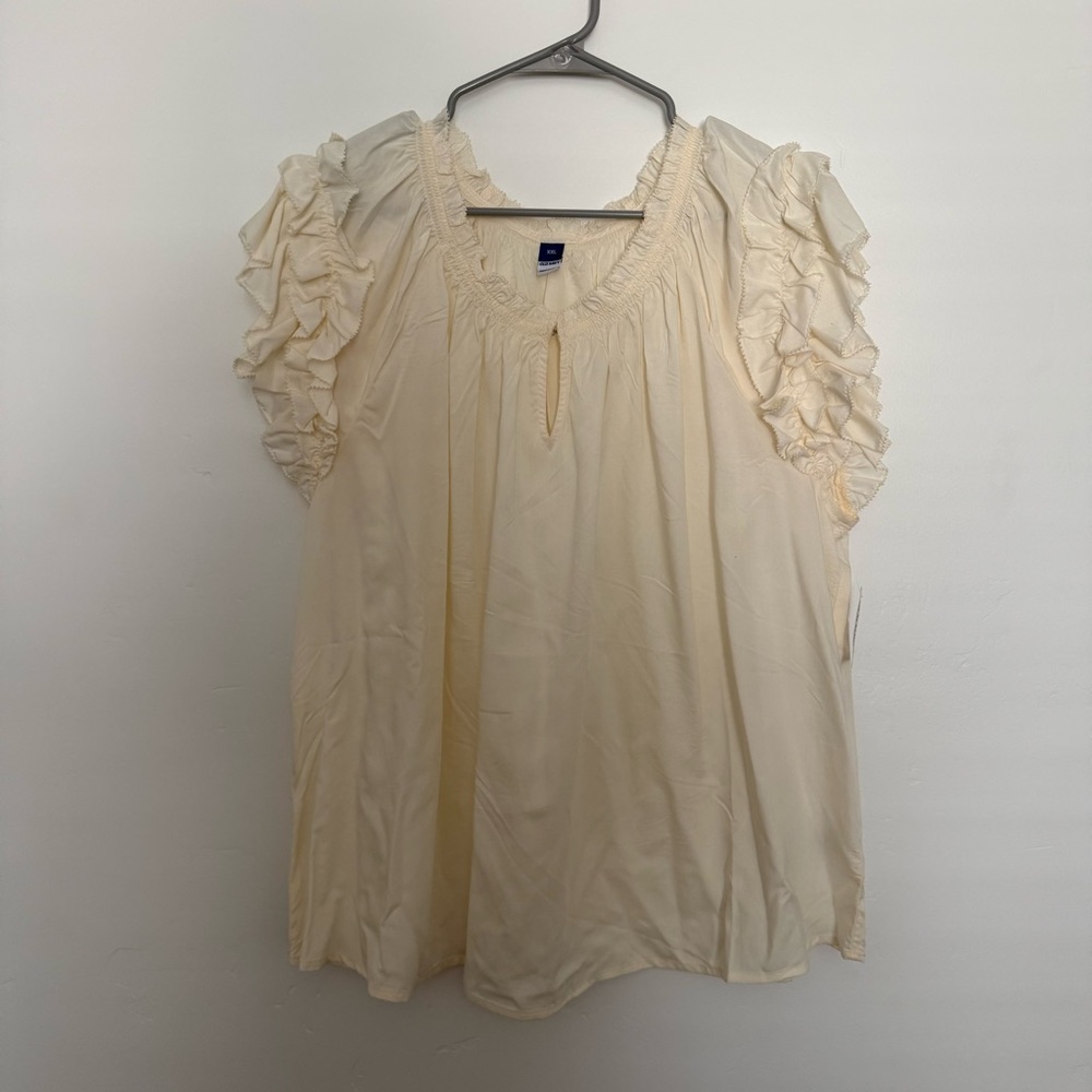 Old Navy Cream Ruffle Sleeve Blouse